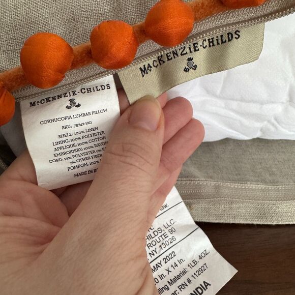 MacKenzie-Childs Cornucopia Beaded Embroidered Throw Pillow NWT Fall Decor 20x14 - Picture 11 of 13